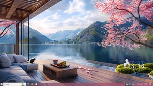 樱花湖景小屋主题