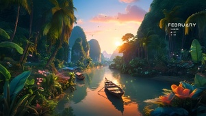 唯美山野湖景