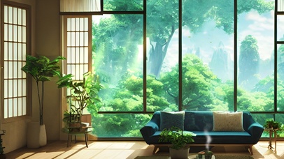 客厅窗外的绿色