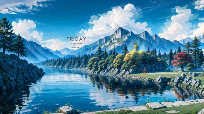 4K蓝天白云绿水青山