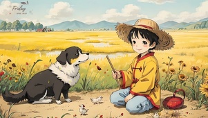 小男孩与小狗狗
