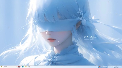 4K蓝色系蒙眼少女主题