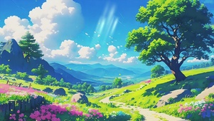 唯美小路AI插画
