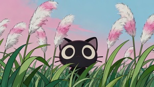 超可爱芦苇丛黑猫