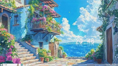 海边风景插画-桌面主题