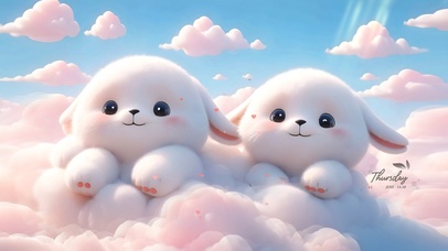 4k云朵可爱小兔