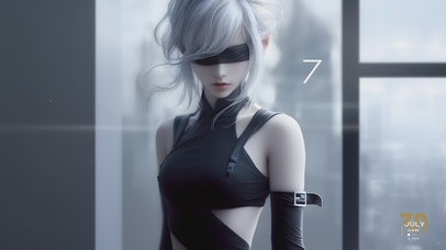 气质白发蒙眼女孩