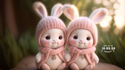 4K治愈系围巾兔兔