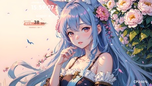 动漫猫耳可爱蓝发清纯美少女