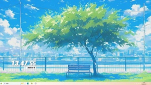 护眼白云树木桌面主题