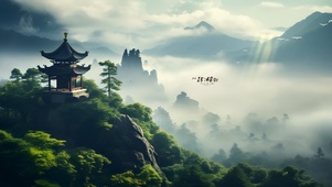 青葱白云古山