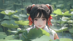 荷塘少女