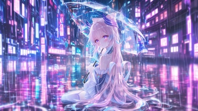 雪墨壁纸丨心海丨霓虹夜晚丨