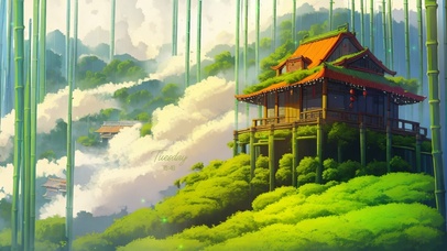 唯美竹林云雾