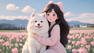 女孩和她的狗狗