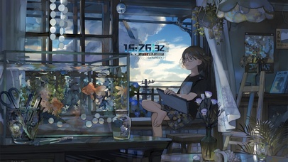 夏日乡村木屋女孩