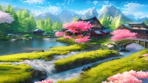 4k樱花古镇