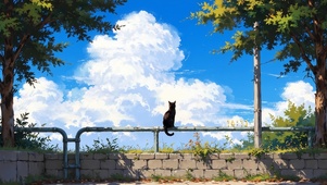 栏杆上的猫咪
