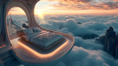 未来科技感云海卧室