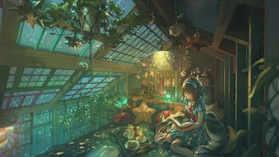 4K 梦幻动漫雨夜房间