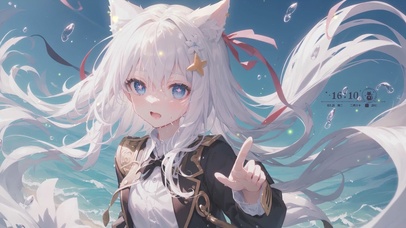 可爱白发猫耳少女