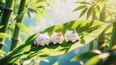 竹影下的三喵小憩