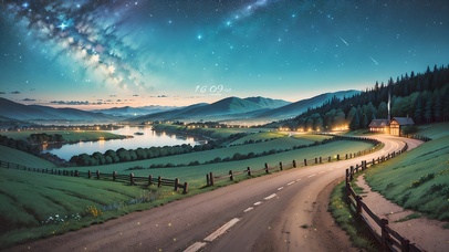 4K唯美治愈星空田野小路