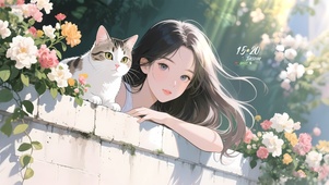 少女与猫 治愈