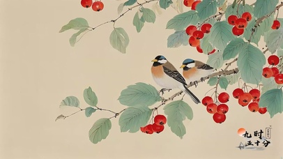 国风水墨-樱有尽有双喜临门
