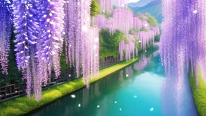 河边紫藤花