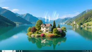 护眼治愈湖中小屋
