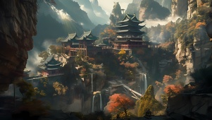 古代唯美山川建筑