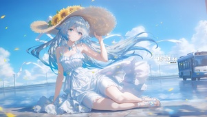 海边草帽女孩