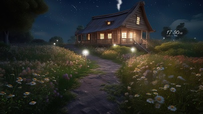 治愈夜空空小路木屋夜景