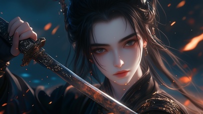 4K 帅气女侠 古风美女 火系