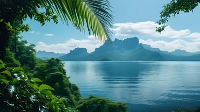 绿色大自然风水山水湖泊风景03