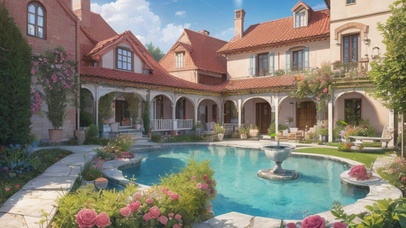 开满玫瑰的欧式别墅