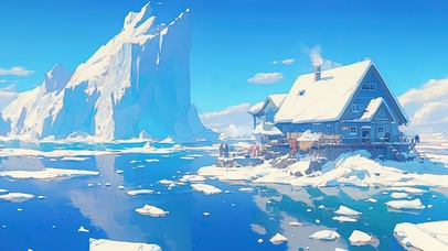 南极冰面上的小屋