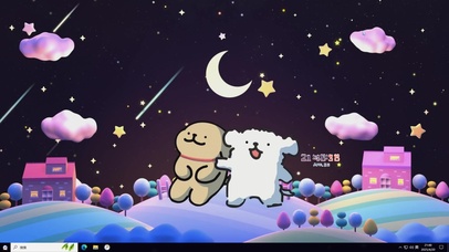 线条小狗看星空—【主题桌面】