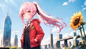 清纯可爱蓝发少女