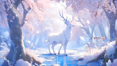 雪景森林白鹿