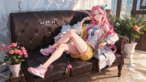 时尚粉发少女