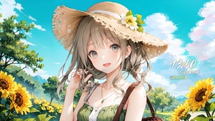 户外向日葵清纯少女