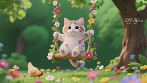 荡秋千的小花猫