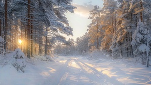 雪原积雪车道