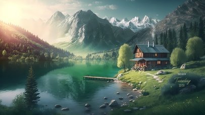 治愈雪山脚下小屋