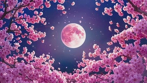 月光下飘落的樱花