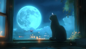 窗台黑猫