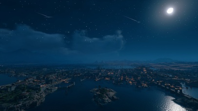 古风月夜全景城