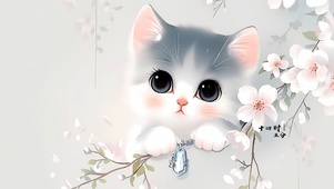 桃花树上猫咪